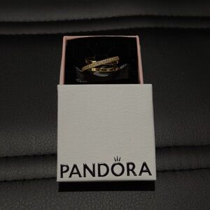 Pandora diamond gold ring stack design